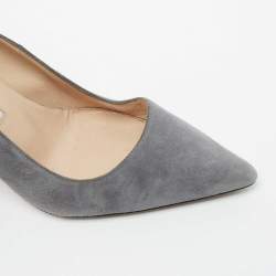 Pre Owned Manolo Blahnik Grey Suede BB Pointed Toe Pumps Size 38.5