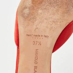 Manolo Blahnik Red Satin Hangisimu Mules Size 37.5
