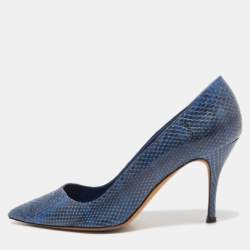 Manolo Blahnik Blue Python BB Pumps Size 35.5