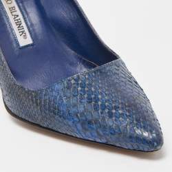 Pre Owned Manolo Blahnik Blue Python BB Pumps Size 35.5