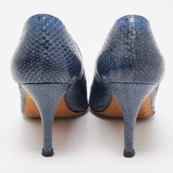 Pre Owned Manolo Blahnik Blue Python BB Pumps Size 35.5