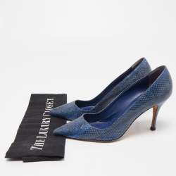 Pre Owned Manolo Blahnik Blue Python BB Pumps Size 35.5