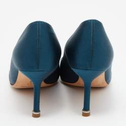 Manolo Blahnik Green Satin Hangisi Pumps Size 36.5