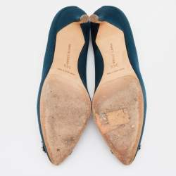 Manolo Blahnik Green Satin Hangisi Pumps Size 36.5