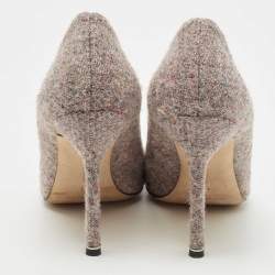Pre Owned Manolo Blahnik Grey Tweed Hangisi Pumps Size 41