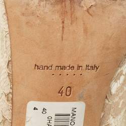 Pre Owned Manolo Blahnik Beige Lace and Satin Hangisi Pumps Size 40
