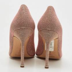 Manolo Blahnik Pink Lurex Fabric Hangisi Pumps Size 40