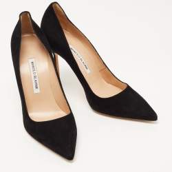 Pre Owned Manolo Blahnik Black Suede BB Pumps Size 39.5
