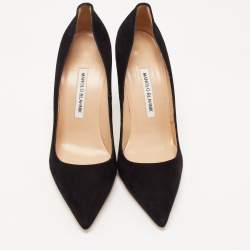 Pre Owned Manolo Blahnik Black Suede BB Pumps Size 39.5