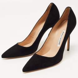 Pre Owned Manolo Blahnik Black Suede BB Pumps Size 39.5