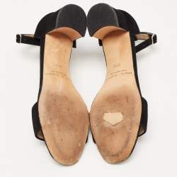 Pre Owned Manolo Blahnik Black Suede Chaos Ankle Strap Sandals Size 37.5
