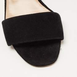 Pre Owned Manolo Blahnik Black Suede Chaos Ankle Strap Sandals Size 37.5