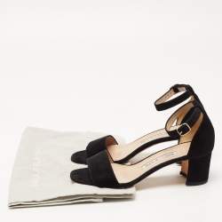 Pre Owned Manolo Blahnik Black Suede Chaos Ankle Strap Sandals Size 37.5