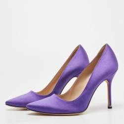 Pre Owned Vetements x Manolo Blahnik Purple Satin Pumps Size 38.5