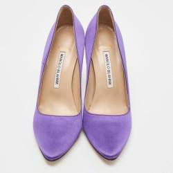 Pre Owned Vetements x Manolo Blahnik Purple Satin Pumps Size 38.5