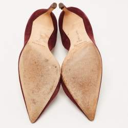 Pre Owned Manolo Blahnik Burgundy Suede Stresty Pumps Size 38.5