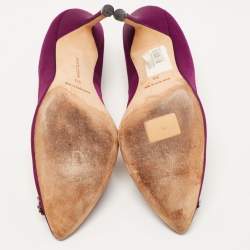 Pre Owned Manolo Blahnik Purple Satin Hangisi Pumps Size 39
