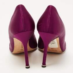 Pre Owned Manolo Blahnik Purple Satin Hangisi Pumps Size 39