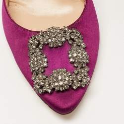 Pre Owned Manolo Blahnik Purple Satin Hangisi Pumps Size 39