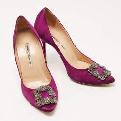 Pre Owned Manolo Blahnik Purple Satin Hangisi Pumps Size 39