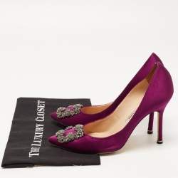Pre Owned Manolo Blahnik Purple Satin Hangisi Pumps Size 39