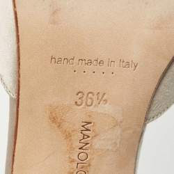 Pre Owned Manolo Blahnik Grey Satin Hangisi D'orsay Pumps Size 36.5