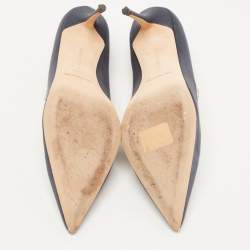 Pre Owned Manolo Blahnik Dark Grey Satin Nadira Pumps Size 37.5