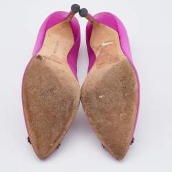 Pre Owned Manolo Blahnik Pink Satin Hangisi Pumps Size 36