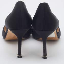 Manolo Blahnik Black Satin Hangisi D'orsay Pumps Size 38