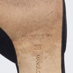 Manolo Blahnik Black Satin Hangisi D'orsay Pumps Size 38