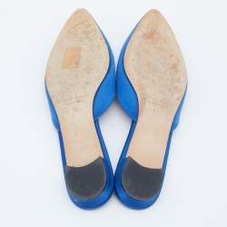 Manolo Blahnik Blue Satin Hangisi Flat Mules Size 38