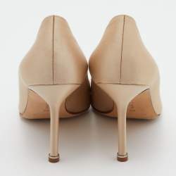 Manolo Blahnik Beige Satin Hangisi Pumps Size 39