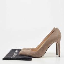 Pre Owned Manolo Blahnik Grey Suede BB Round Toe Pumps Size 38