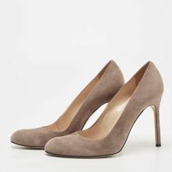 Pre Owned Manolo Blahnik Grey Suede BB Round Toe Pumps Size 38