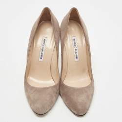 Pre Owned Manolo Blahnik Grey Suede BB Round Toe Pumps Size 38