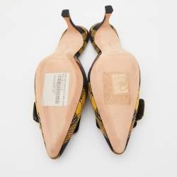 Pre Owned Manolo Blahnik Multicolor Stripe Canvas Maysale Mules Size 38.5