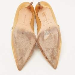 Pre Owned Manolo Blahnik Mustard Satin Nadira Pumps Size 37