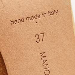 Pre Owned Manolo Blahnik Mustard Satin Nadira Pumps Size 37