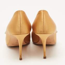Pre Owned Manolo Blahnik Mustard Satin Nadira Pumps Size 37