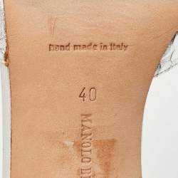 Pre Owned Manolo Blahnik Silver Python Embossed Leather D'Orsay Pumps Size 40