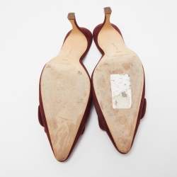 Pre Owned Manolo Blahnik Burgundy Suede Maysale Mules Size 39.5