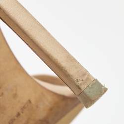 Pre Owned Manolo Blahnik Beige Leather Ankle Strap Sandals Size 35