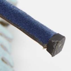 Pre Owned Manolo Blahnik Blue Suede Cut Out Peep Toe Pumps Size 40.5