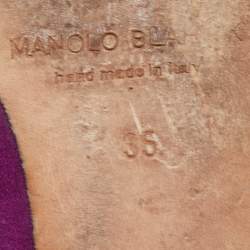 Pre Owned Manolo Blahnik Purple Satin Hangisi Ballet Flats Size 35