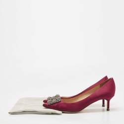 Manolo Blahnik Red Satin Hangisi Pumps Size 42