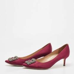 Manolo Blahnik Red Satin Hangisi Pumps Size 42