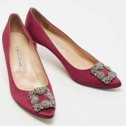 Manolo Blahnik Red Satin Hangisi Pumps Size 42