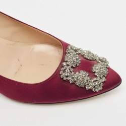 Manolo Blahnik Red Satin Hangisi Pumps Size 42