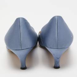 Pre Owned Manolo Blahnik Blue Satin Hangisi Pumps Size 42