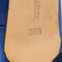 Pre Owned Manolo Blahnik Blue Satin Hangisi Crystal Embellished Pumps Size 35.5